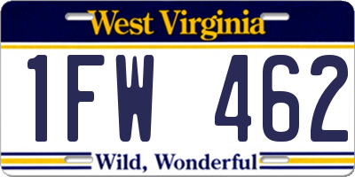 WV license plate 1FW462