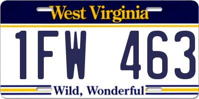 WV license plate 1FW463
