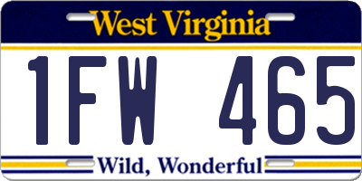 WV license plate 1FW465