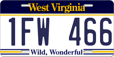 WV license plate 1FW466