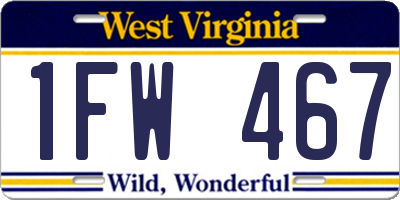 WV license plate 1FW467