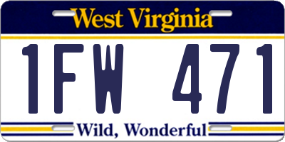 WV license plate 1FW471