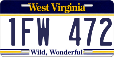 WV license plate 1FW472