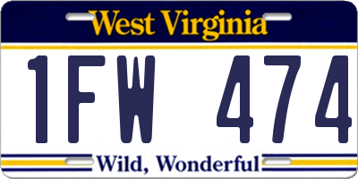 WV license plate 1FW474