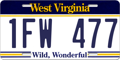 WV license plate 1FW477