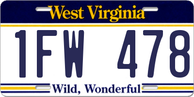 WV license plate 1FW478