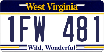 WV license plate 1FW481