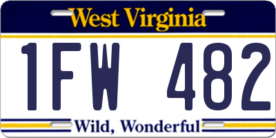 WV license plate 1FW482
