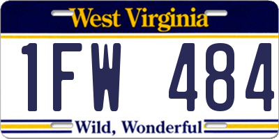 WV license plate 1FW484
