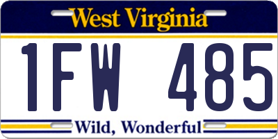 WV license plate 1FW485