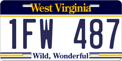 WV license plate 1FW487