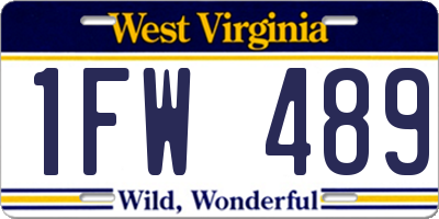 WV license plate 1FW489