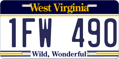 WV license plate 1FW490