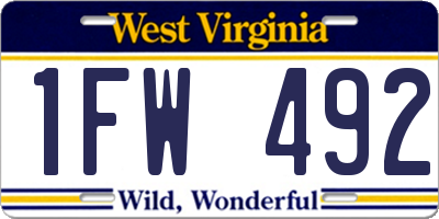 WV license plate 1FW492
