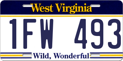WV license plate 1FW493