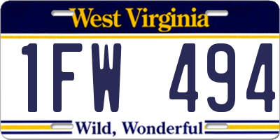 WV license plate 1FW494