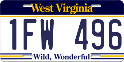 WV license plate 1FW496