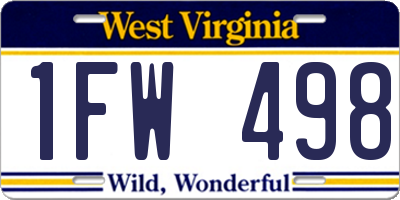 WV license plate 1FW498