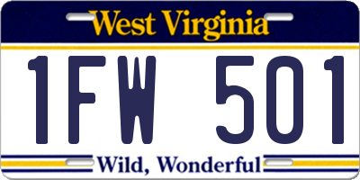 WV license plate 1FW501