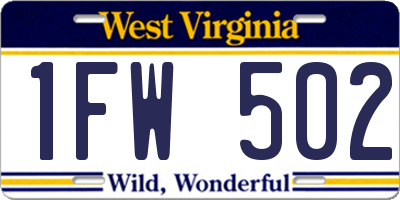 WV license plate 1FW502
