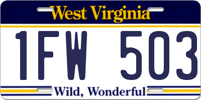 WV license plate 1FW503