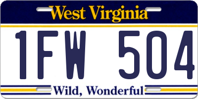 WV license plate 1FW504