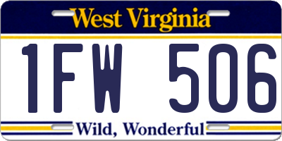 WV license plate 1FW506