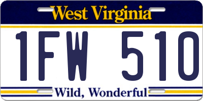 WV license plate 1FW510
