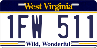 WV license plate 1FW511