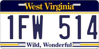 WV license plate 1FW514