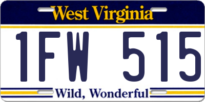 WV license plate 1FW515