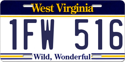 WV license plate 1FW516
