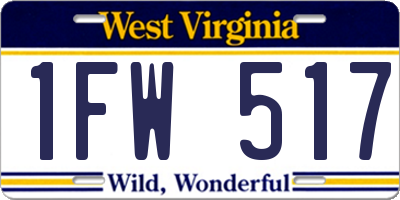 WV license plate 1FW517