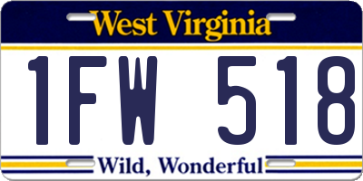 WV license plate 1FW518