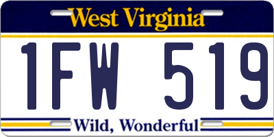 WV license plate 1FW519