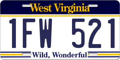 WV license plate 1FW521