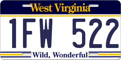 WV license plate 1FW522