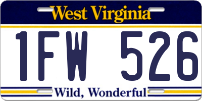 WV license plate 1FW526