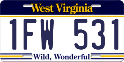 WV license plate 1FW531