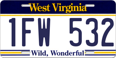 WV license plate 1FW532