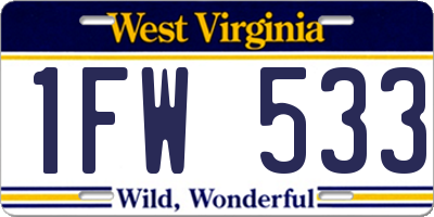 WV license plate 1FW533