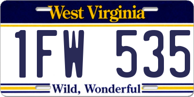 WV license plate 1FW535
