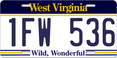 WV license plate 1FW536