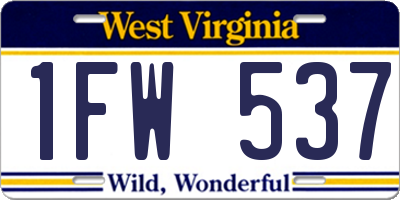 WV license plate 1FW537