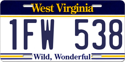 WV license plate 1FW538