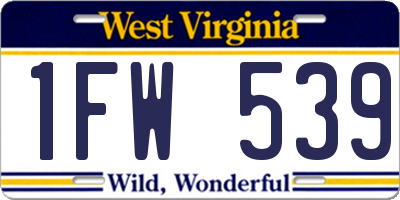 WV license plate 1FW539
