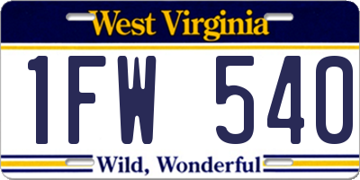 WV license plate 1FW540