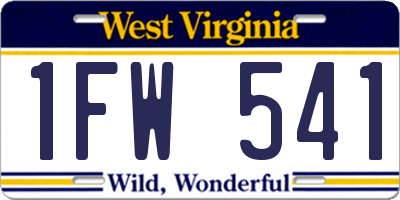 WV license plate 1FW541