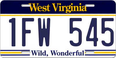 WV license plate 1FW545