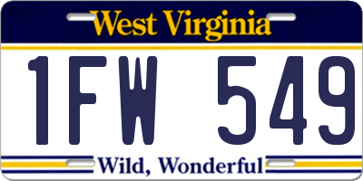 WV license plate 1FW549